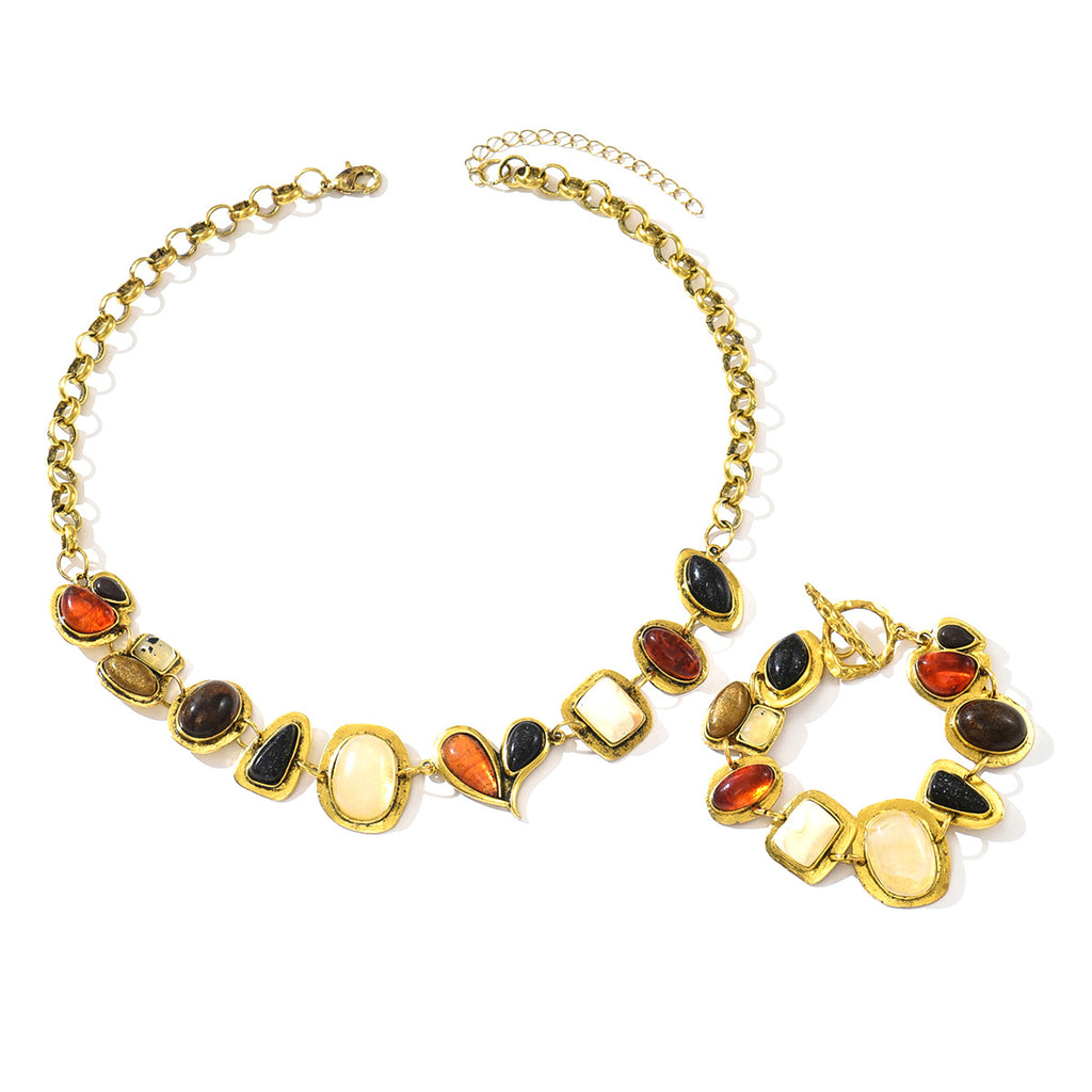 Geometrisches Schmuckset mit Kubischen Zirkonia – Passendes Halsketten