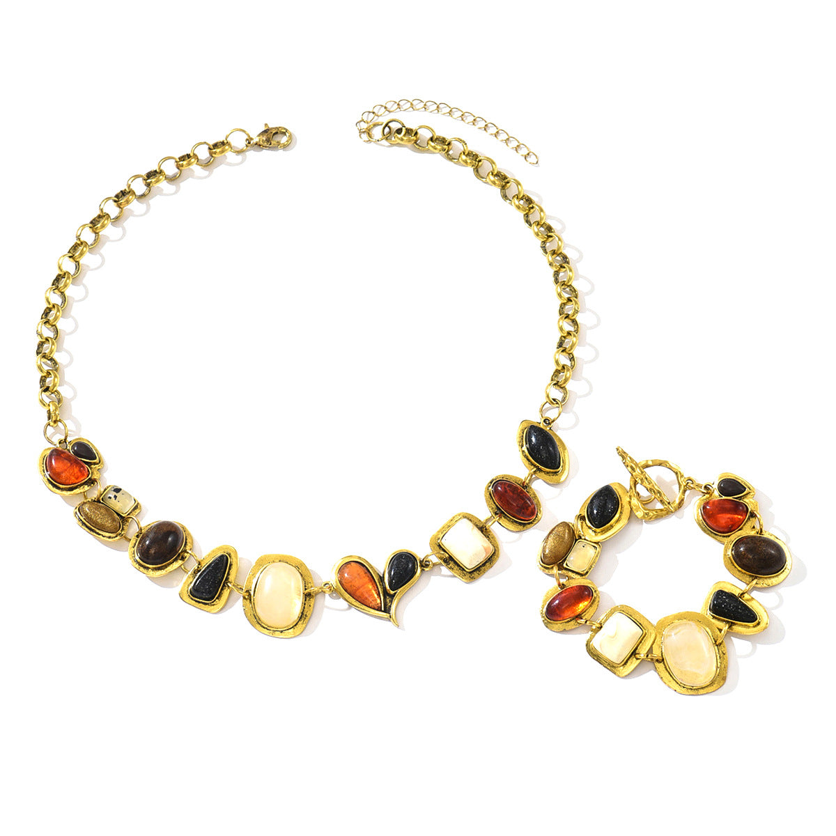 Geometrisches Schmuckset mit Kubischen Zirkonia – Passendes Halsketten