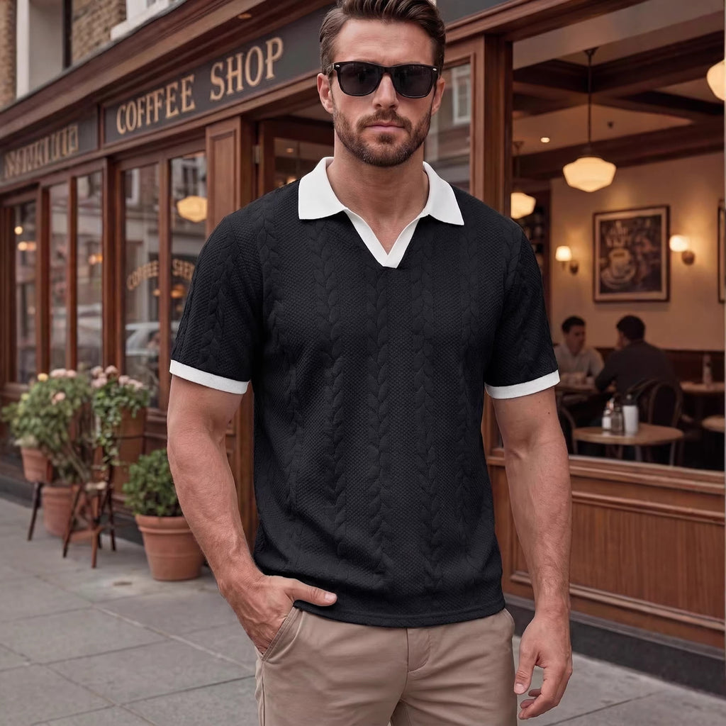 Jacquard T-Shirt Kurzarm Slim Fit