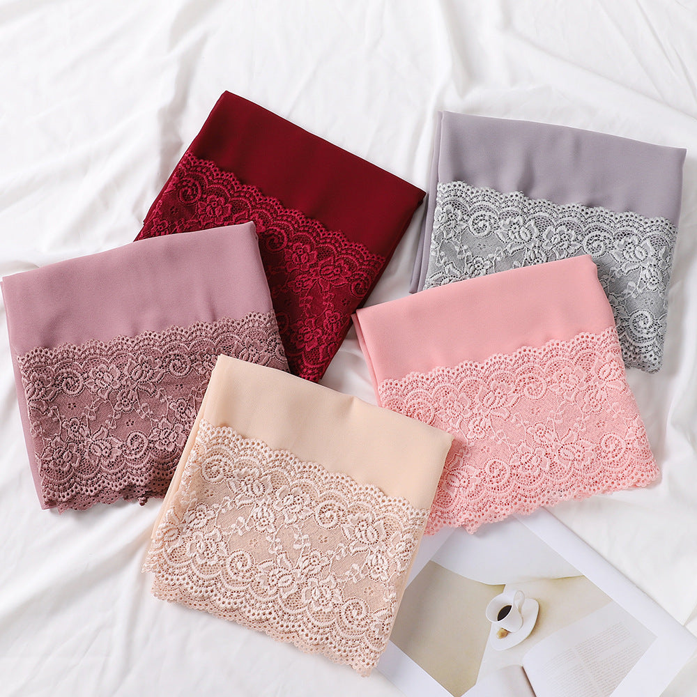 Schal aus Chiffon mit Spitzenabschluss – Bild 5 | LuxeStyle
