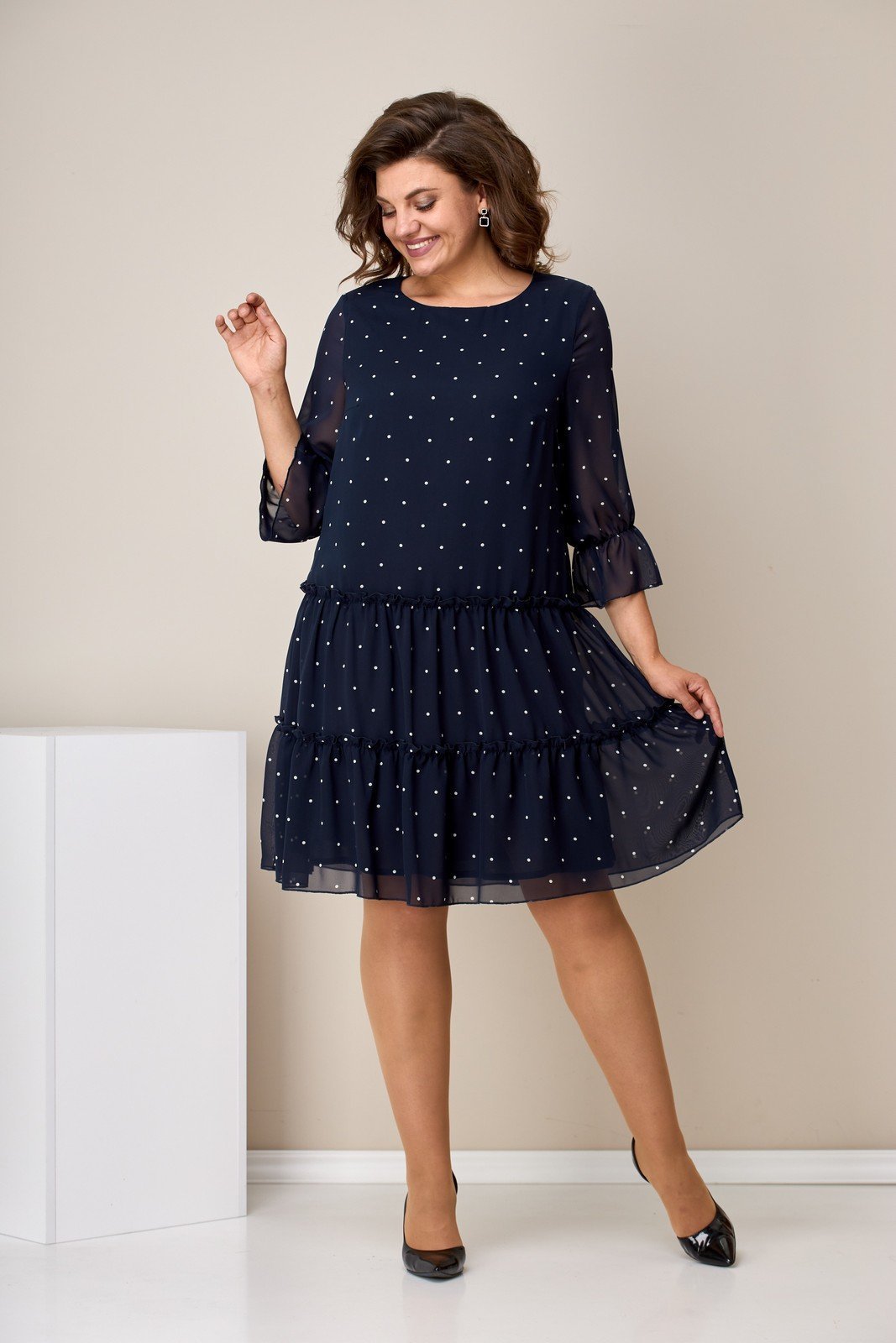 Damen Polka-Dot Chiffonkleid