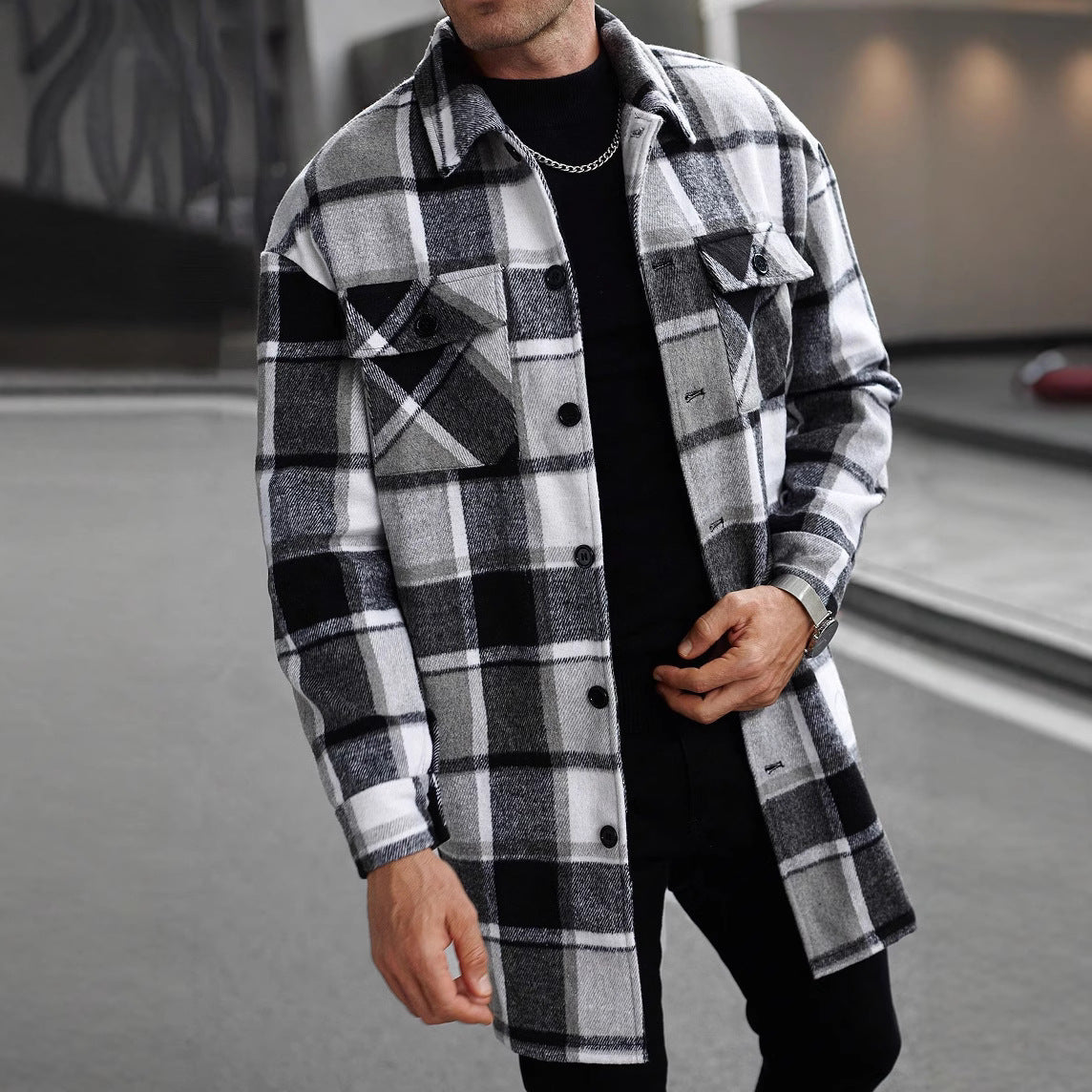 Herren Hemd im Loose-fit mit Revers und Karomuster