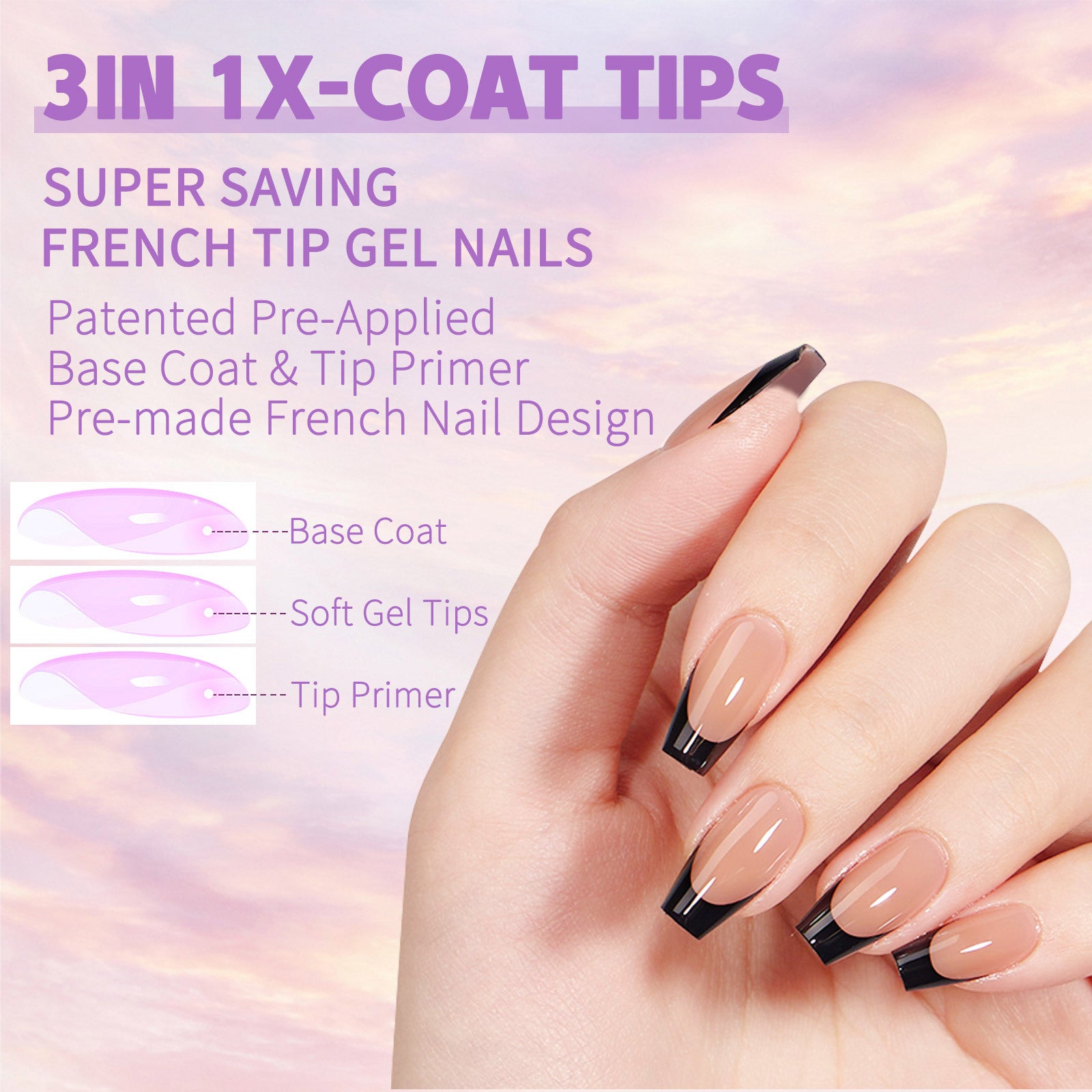 French Black Armour Wearable Nails