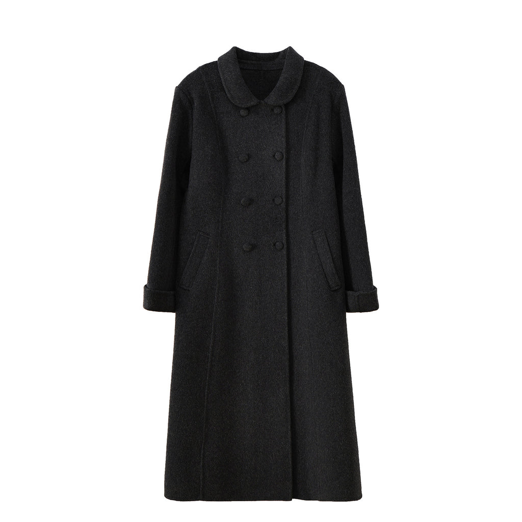 Eleganter extra-langer Wollmantel für Damen