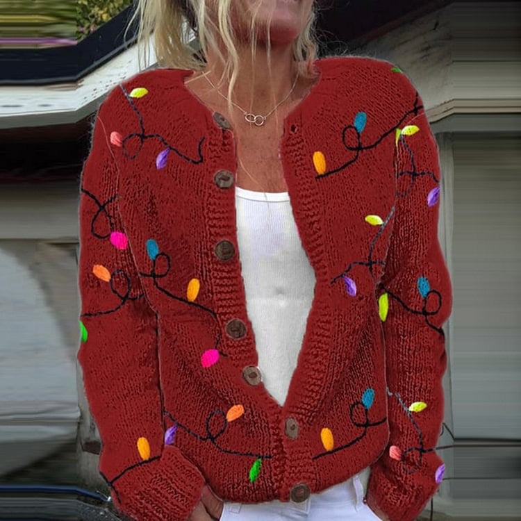 Gestrickter Cardigan mit Blumenmuster | LuxeStyle