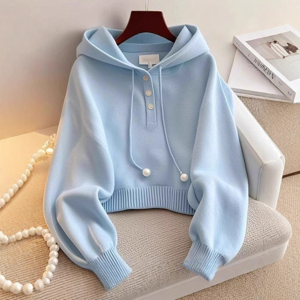 Blaue Kapuzen-Sweater