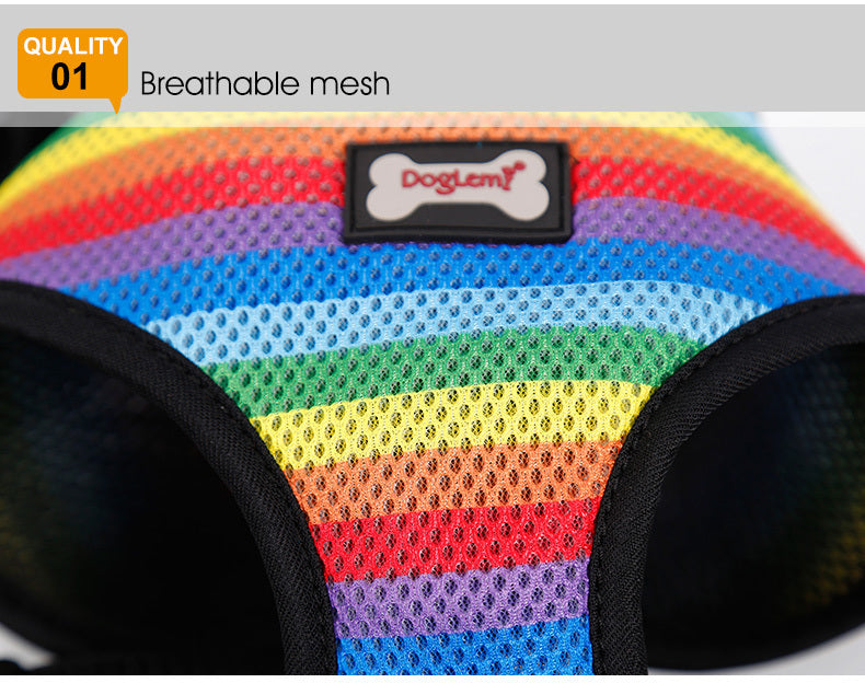 Regenbogen Brustgeschirr für Haustiere – Bild 2 | LuxeStyle
