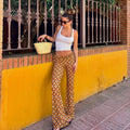 Retro Gelbe Low-Waist Stretch Hose für Damen
