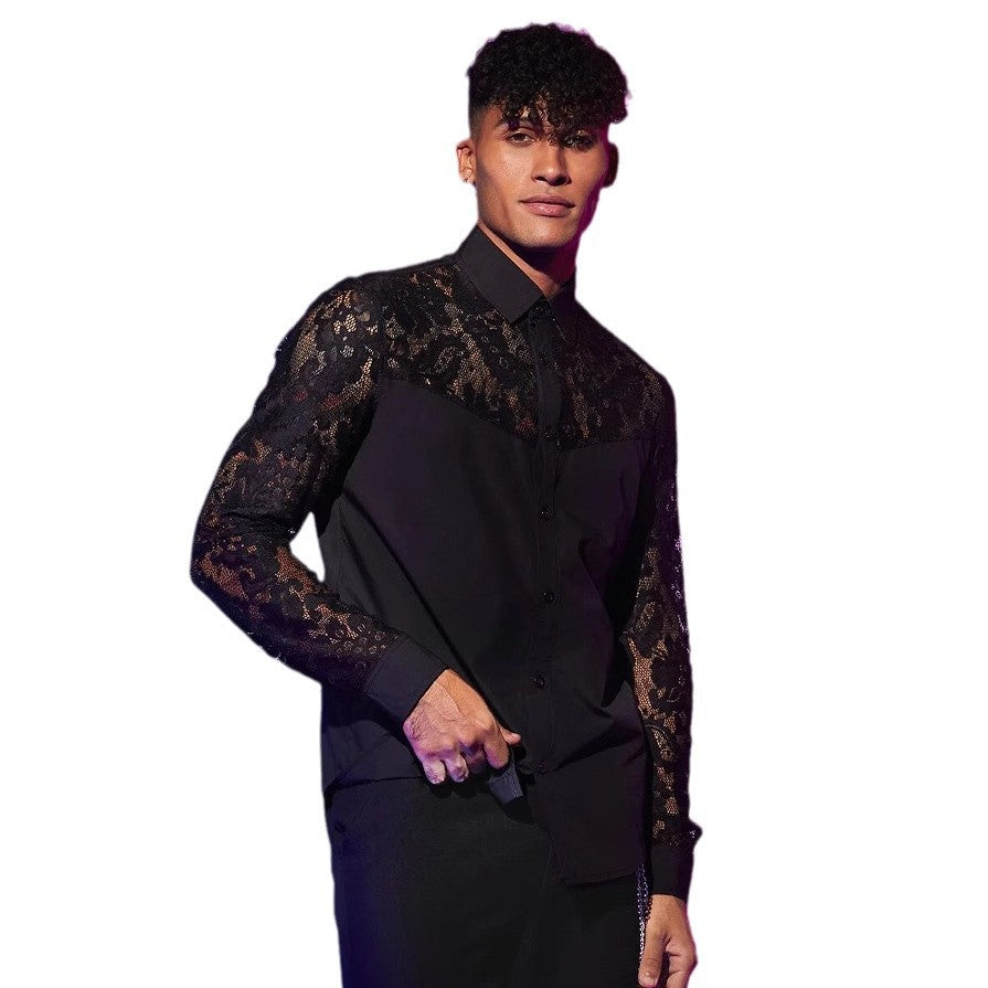 Herren Langarmshirt mit Patchwork – Bild 4 | LuxeStyle