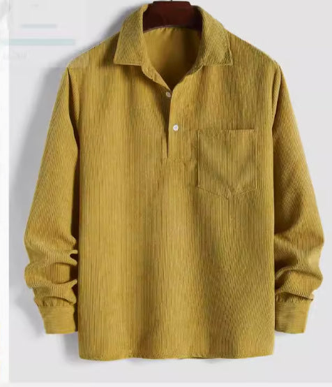Männerlangarmshirt Cord Aprikose | LuxeStyle
