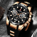 Herrenuhr in Schwarz und Gold mit Kalenderfunktion