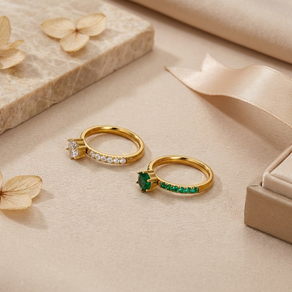 18K Gold Bicolor Pigstone Ring – Bild 5 | LuxeStyle