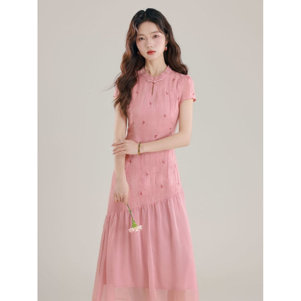 Chinesisches Fake-Zweiteiler Kleid mit Print – Bild 4 | LuxeStyle