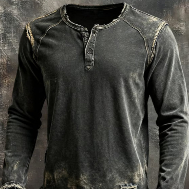 Herren-Digitalgedrucktes Dreiknopf-Langarm-Sweatshirt