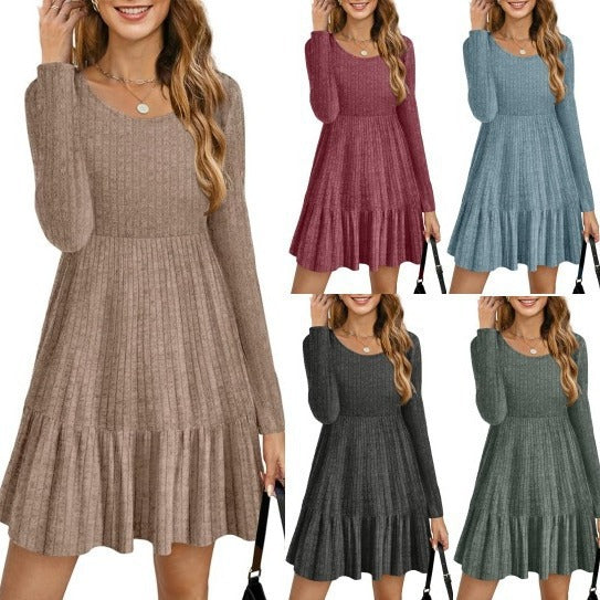 Gestricktes A-Linien-Kleid mit Streifen – Bild 9 | LuxeStyle