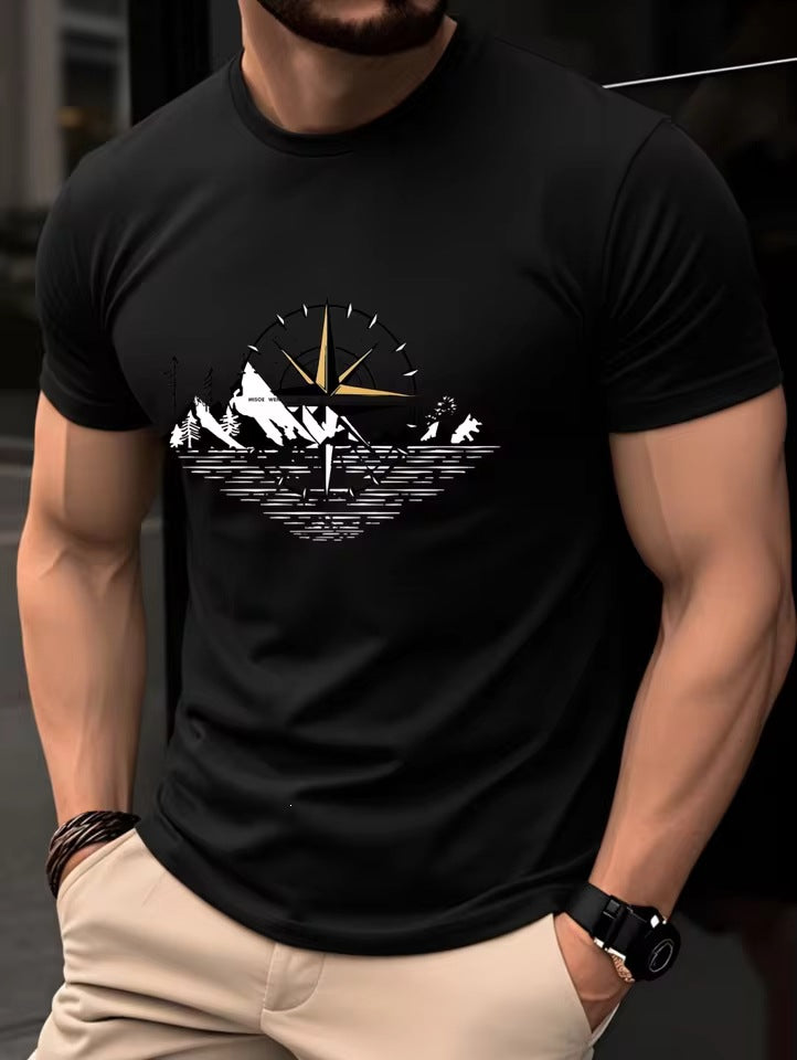 Retro-Kompass-Print-Shirt Herren