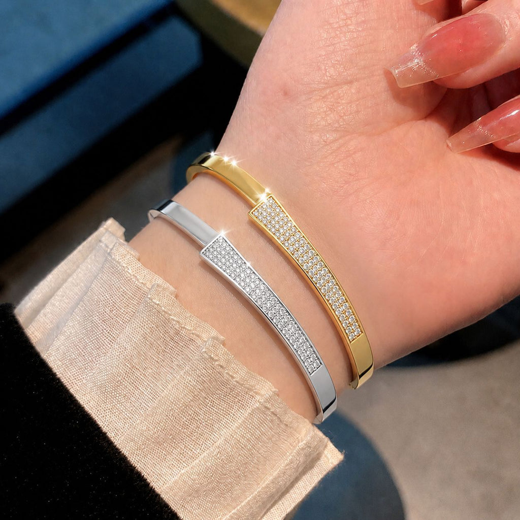 Titan-Stahl Armband mit Zirkonia