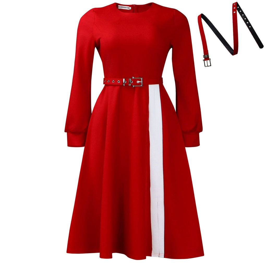 Elegantes A-Linien Midikleid mit Gürtel – Bild 8 | LuxeStyle