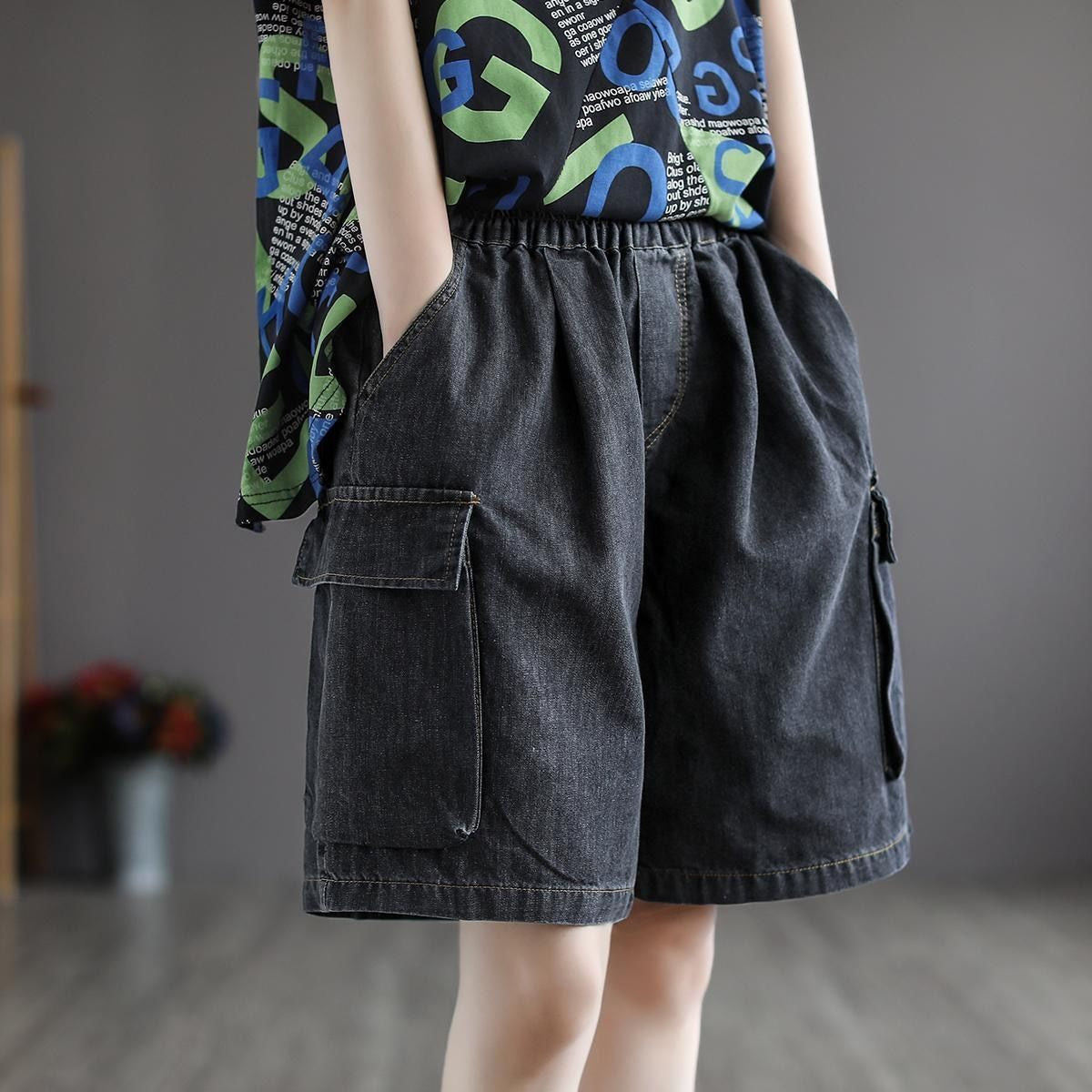 Curvy Denim Shorts mit hoher Taille