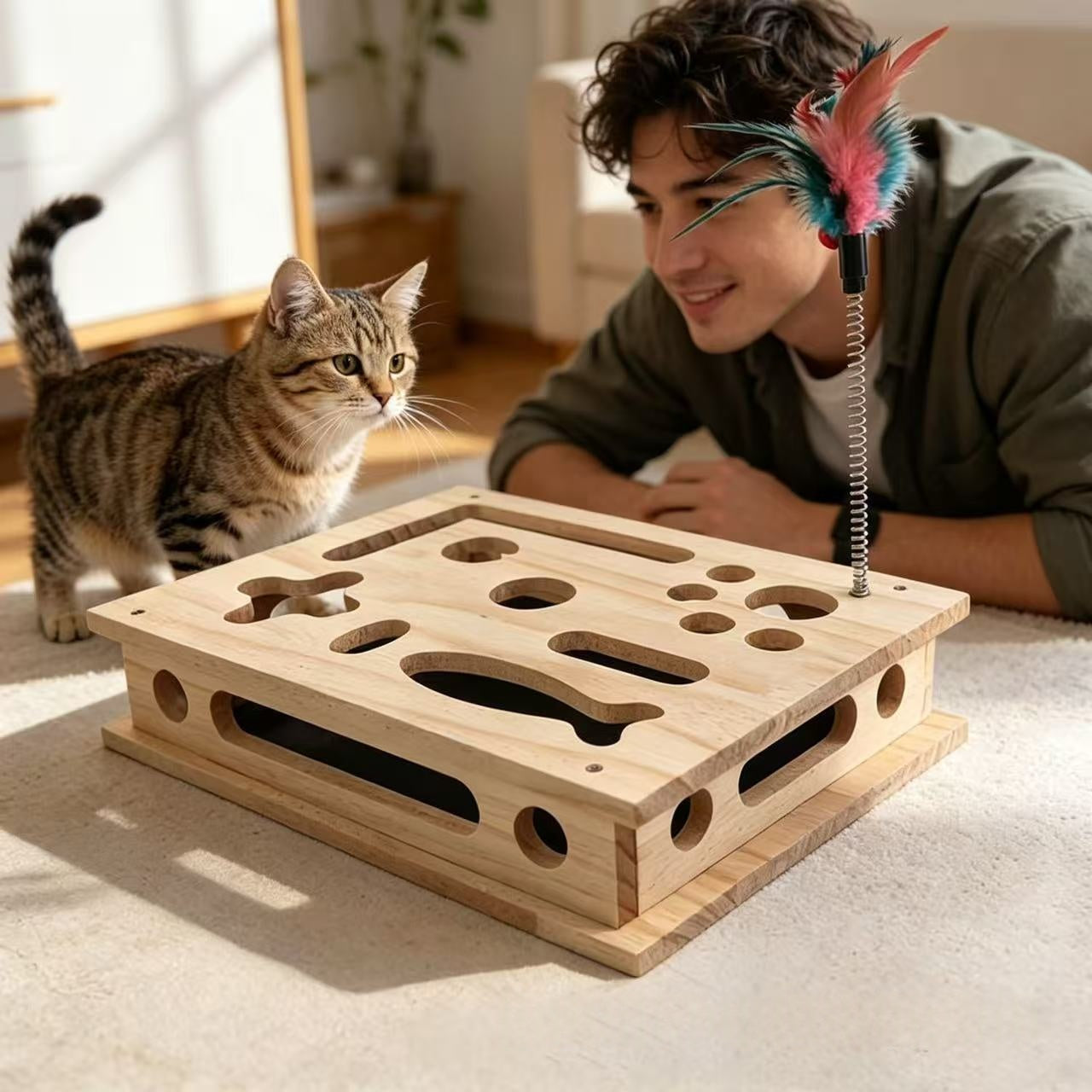 Kratzbox aus Holz für Katzen