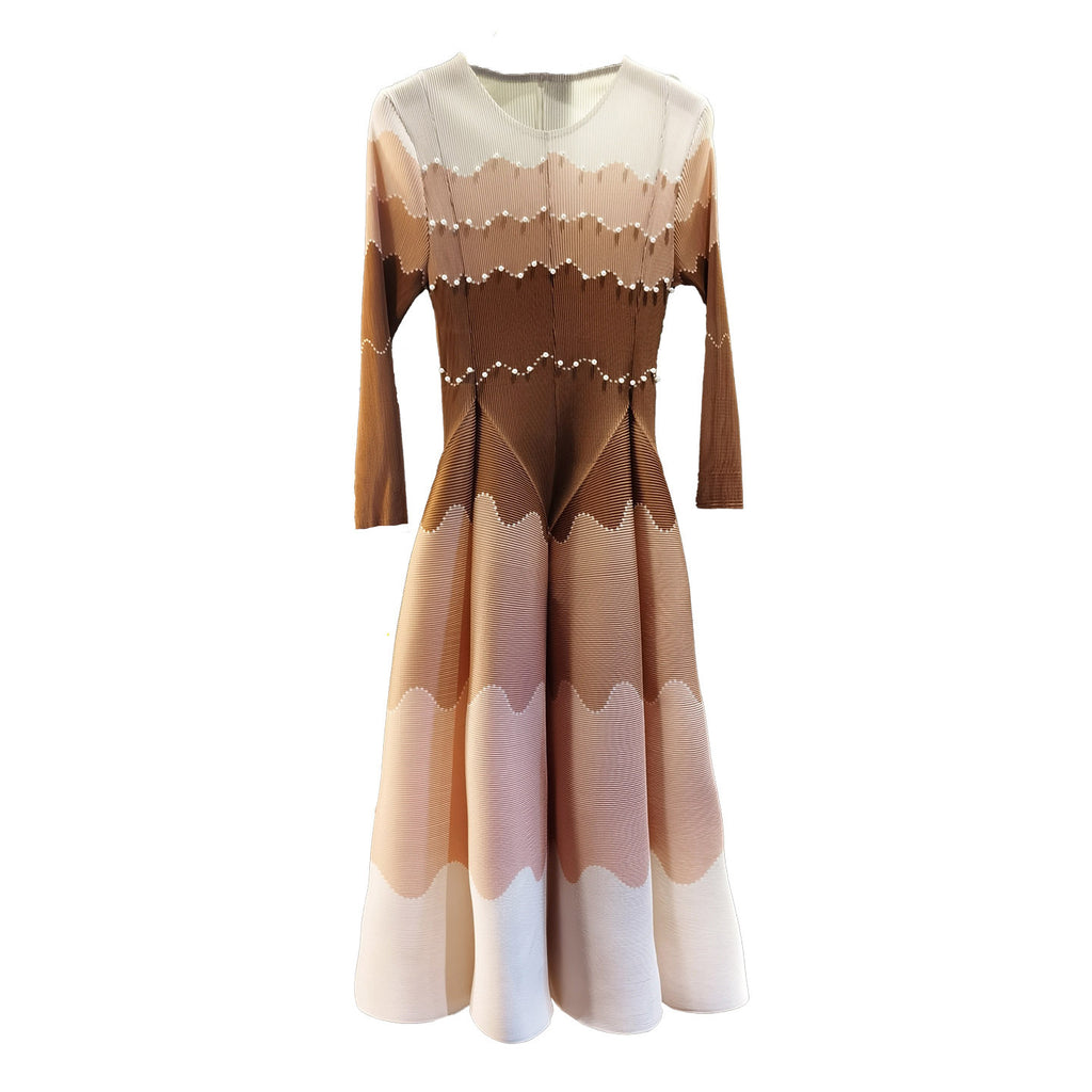 Elegant bedrucktes Color-Block Kleid – Bild 4 | LuxeStyle
