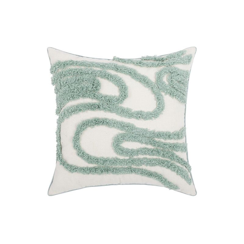 Nordisches Kissen mit Quasten und geometrischem Muster