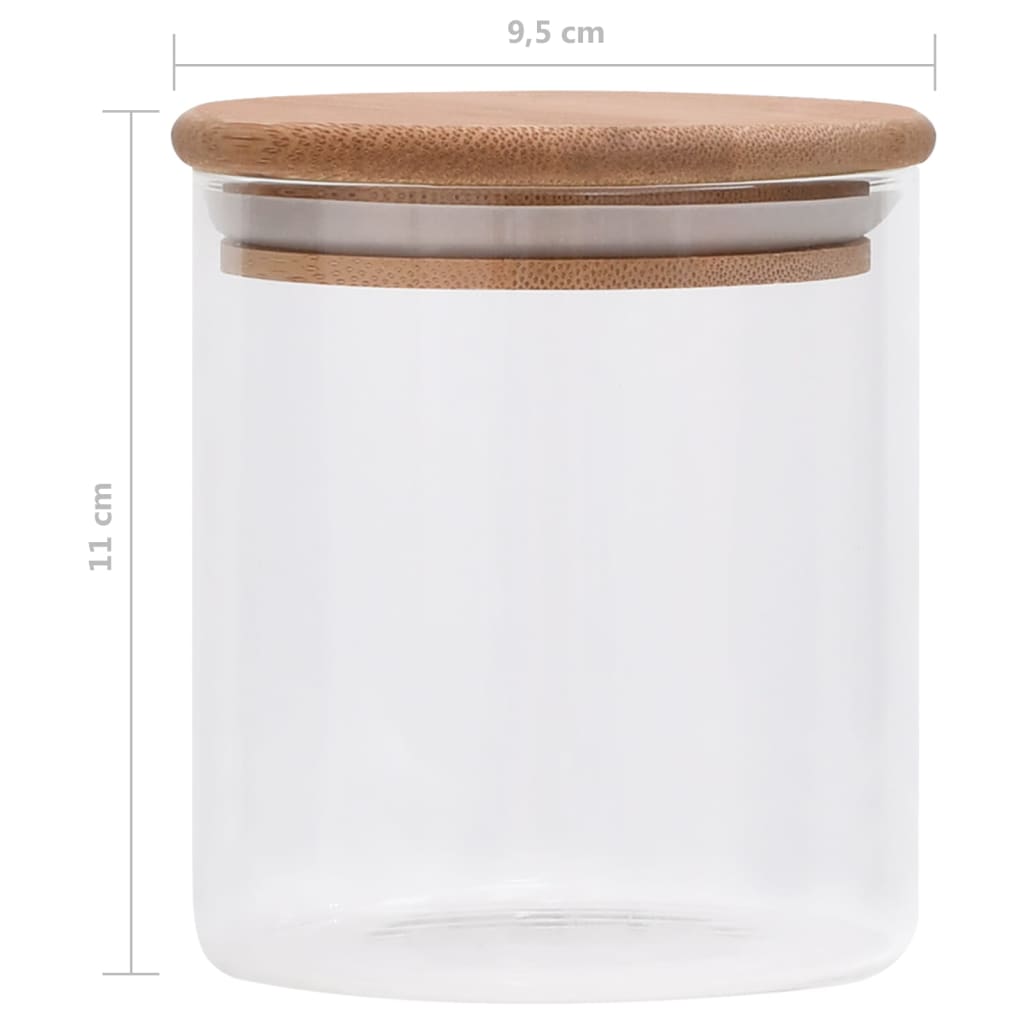 Vorratsgläser mit Bambusdeckel, 6 Stück, 600 ml