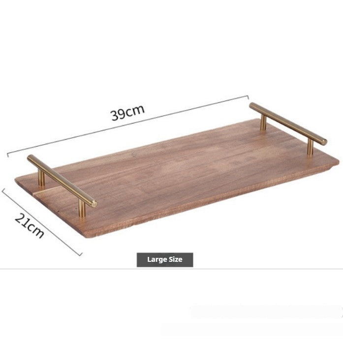 Rechteckiges Holztablett mit Metallgriff – Bild 3 | LuxeStyle