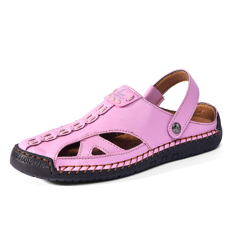 Helle Sandalen mit Zehenkappe und Lochmuster – Bild 7 | LuxeStyle