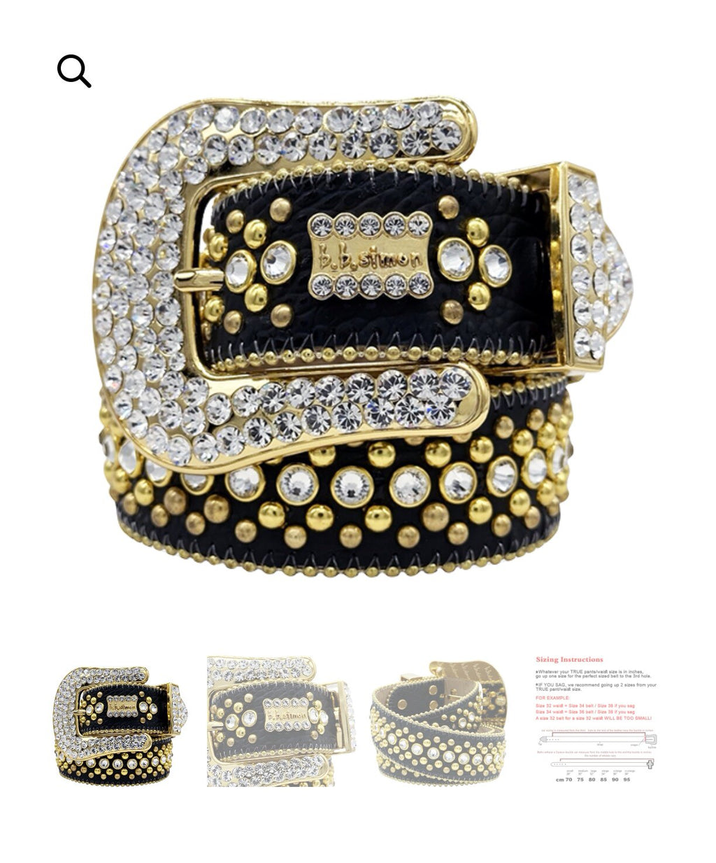Rhinestone-Gürtel aus Vollnarbenleder