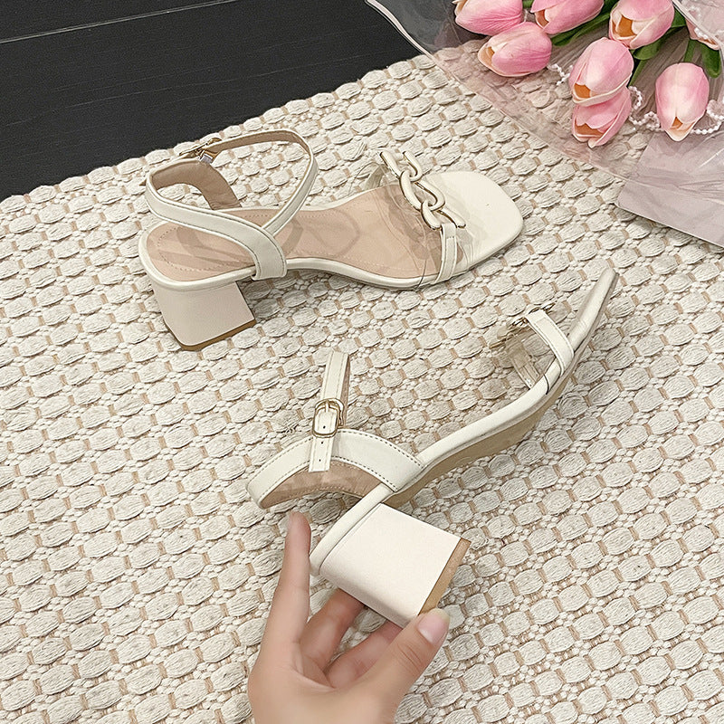 Sandaletten mit eckiger Kappe und Schnalle – Bild 5 | LuxeStyle