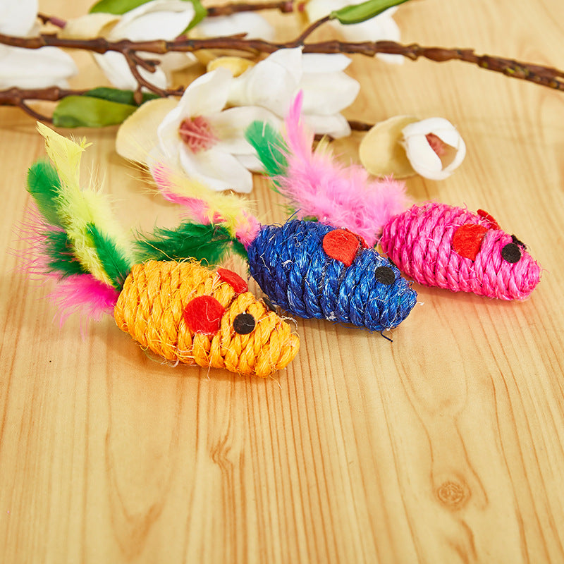 Sisal-Maus Katzen-Teaser mit Feder