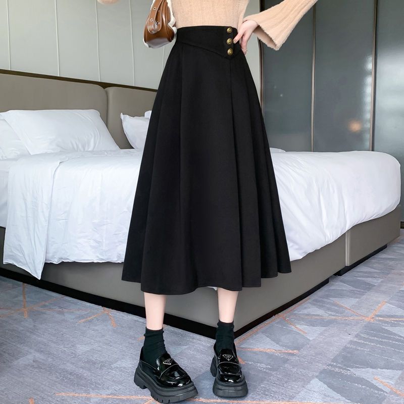 Eleganter Midirock aus Wolle mit hohem Bund