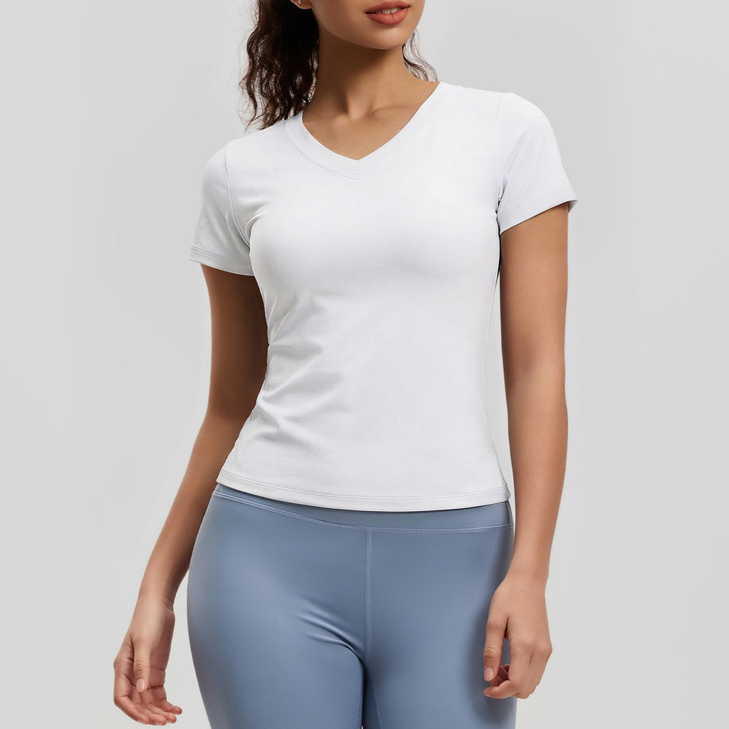 V-Neck Sport-Shirt Kurzarm – Peach