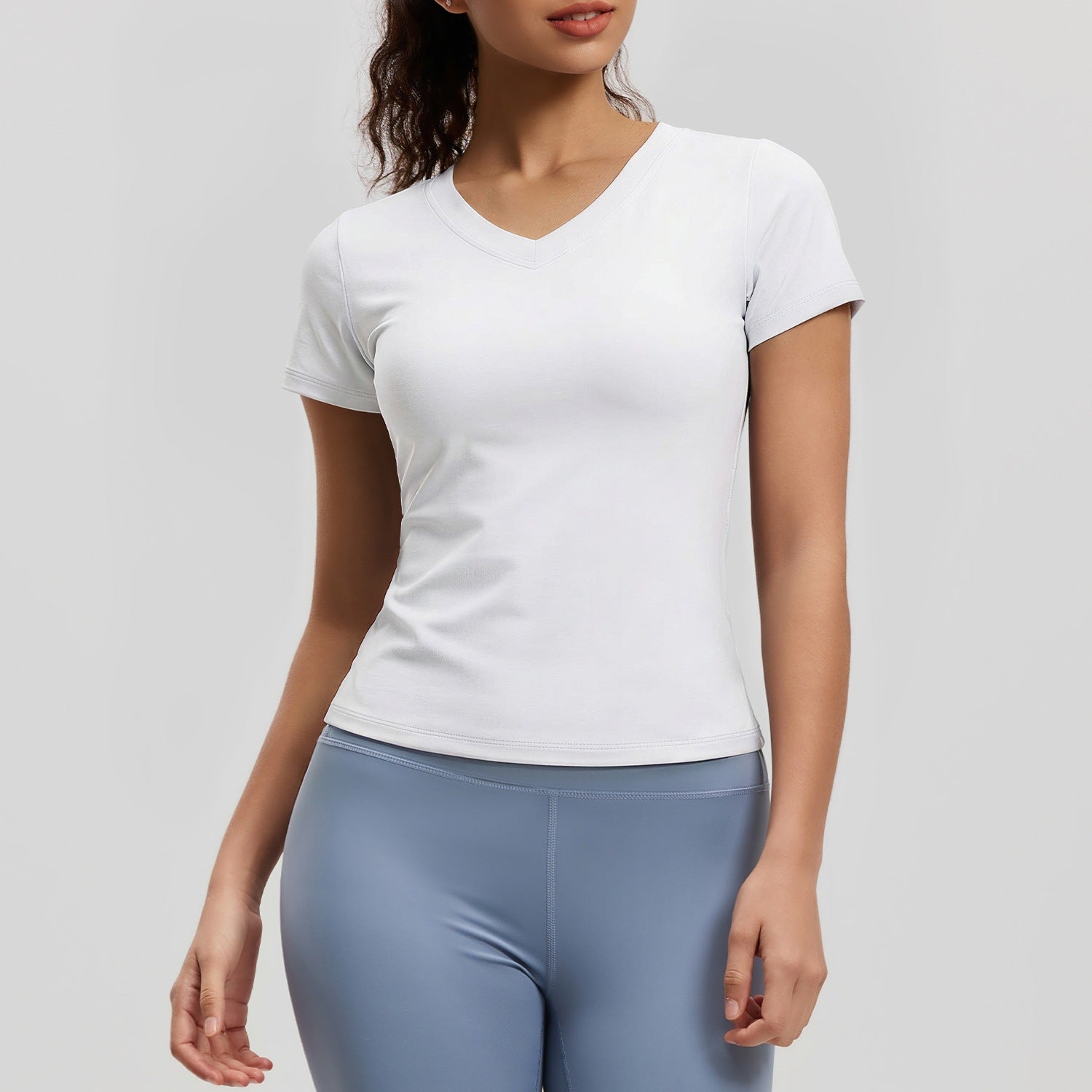 V-Neck Sport-Shirt Kurzarm – Peach