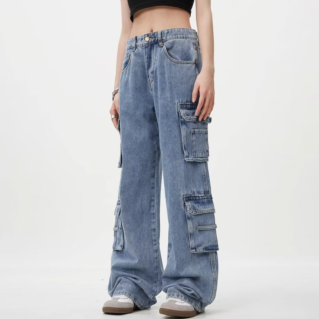 Straight-Leg Jeans mit Waschung und Taschen