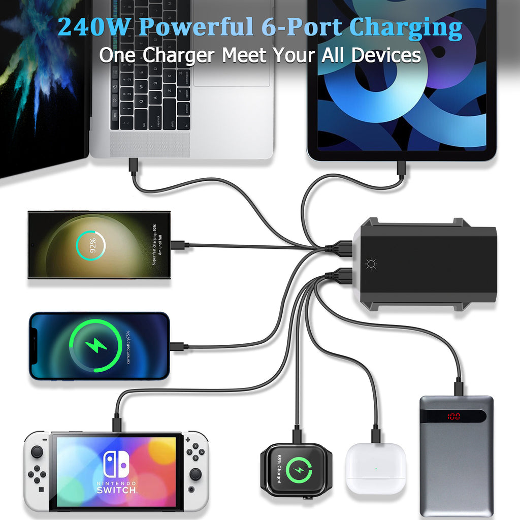 Multi-Port USB-Ladegerät mit 240W und Display