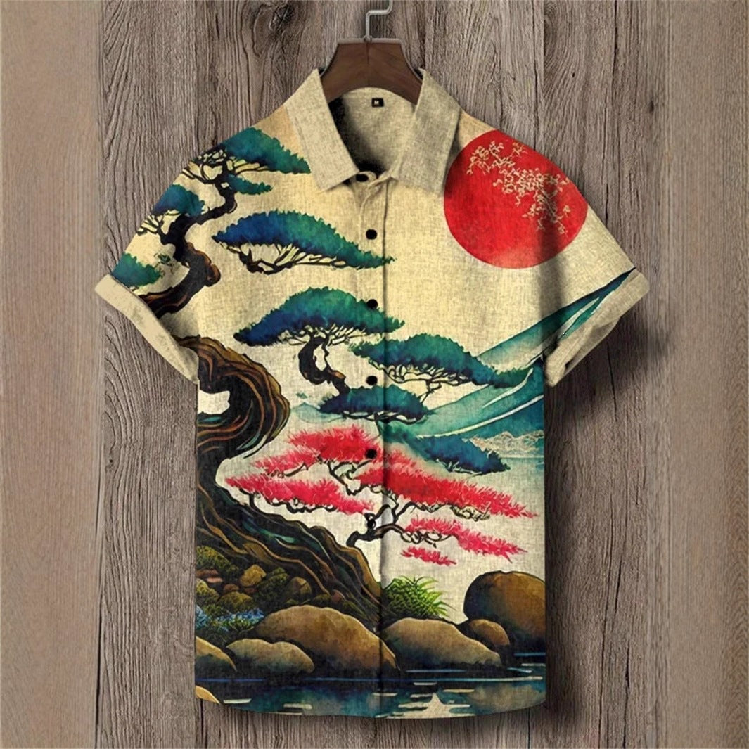 Retro Tribal Kurzarm-Shirt Herren