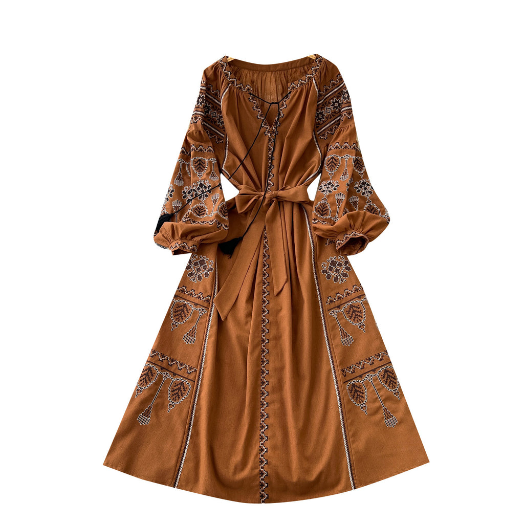 Retro-Style stark besticktes lässiges Damenkleid