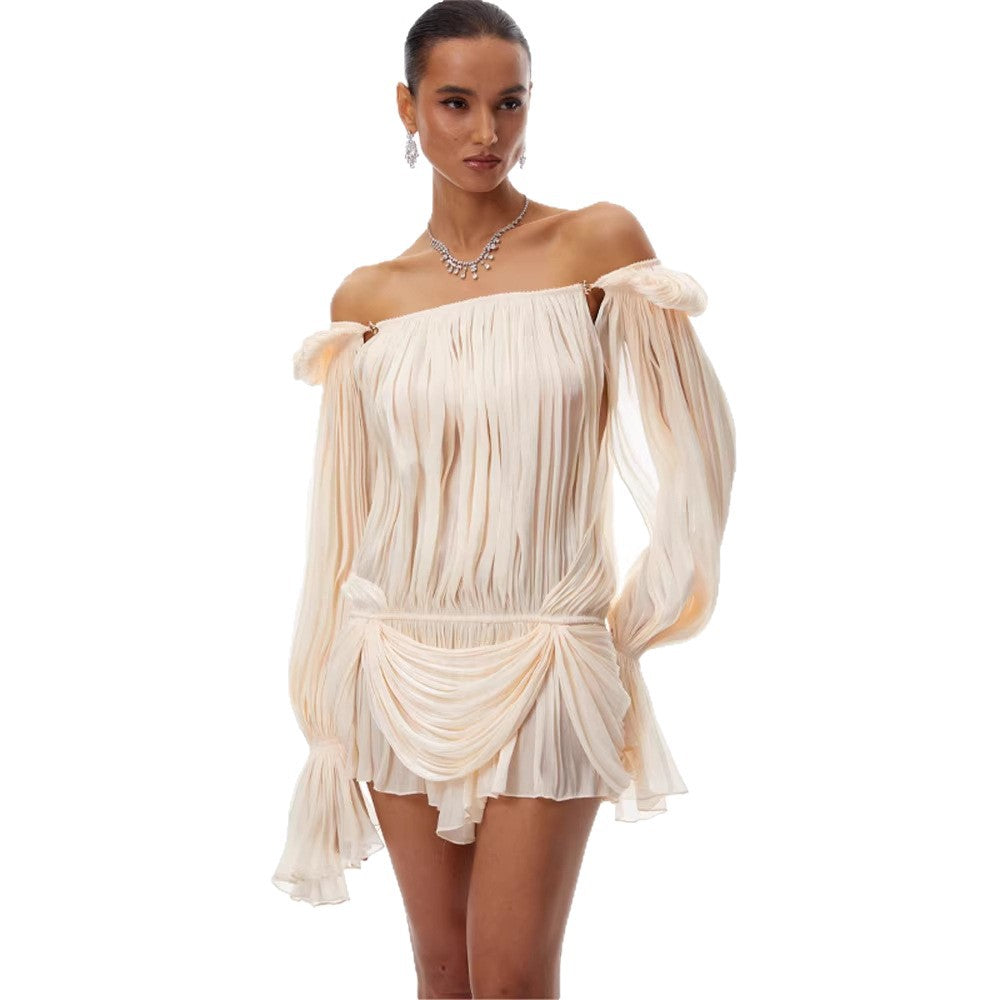 Off-Shoulder Kleid mit Laternenärmeln – Bild 4 | LuxeStyle