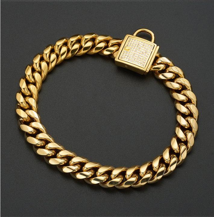 Halskette für Hunde, Edelstahl, Gold – Bild 4 | LuxeStyle