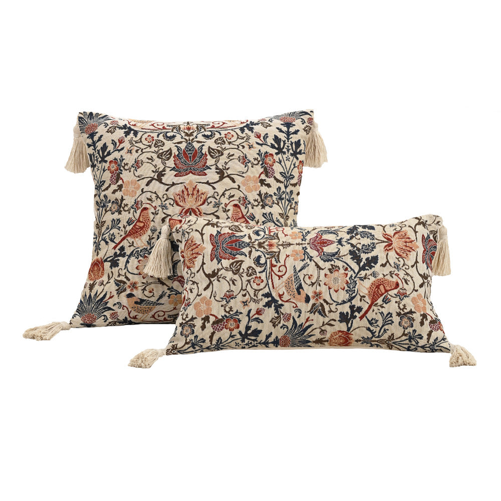 Jacquard Kissenhülle mit Elster und Blumen – Ansicht 6