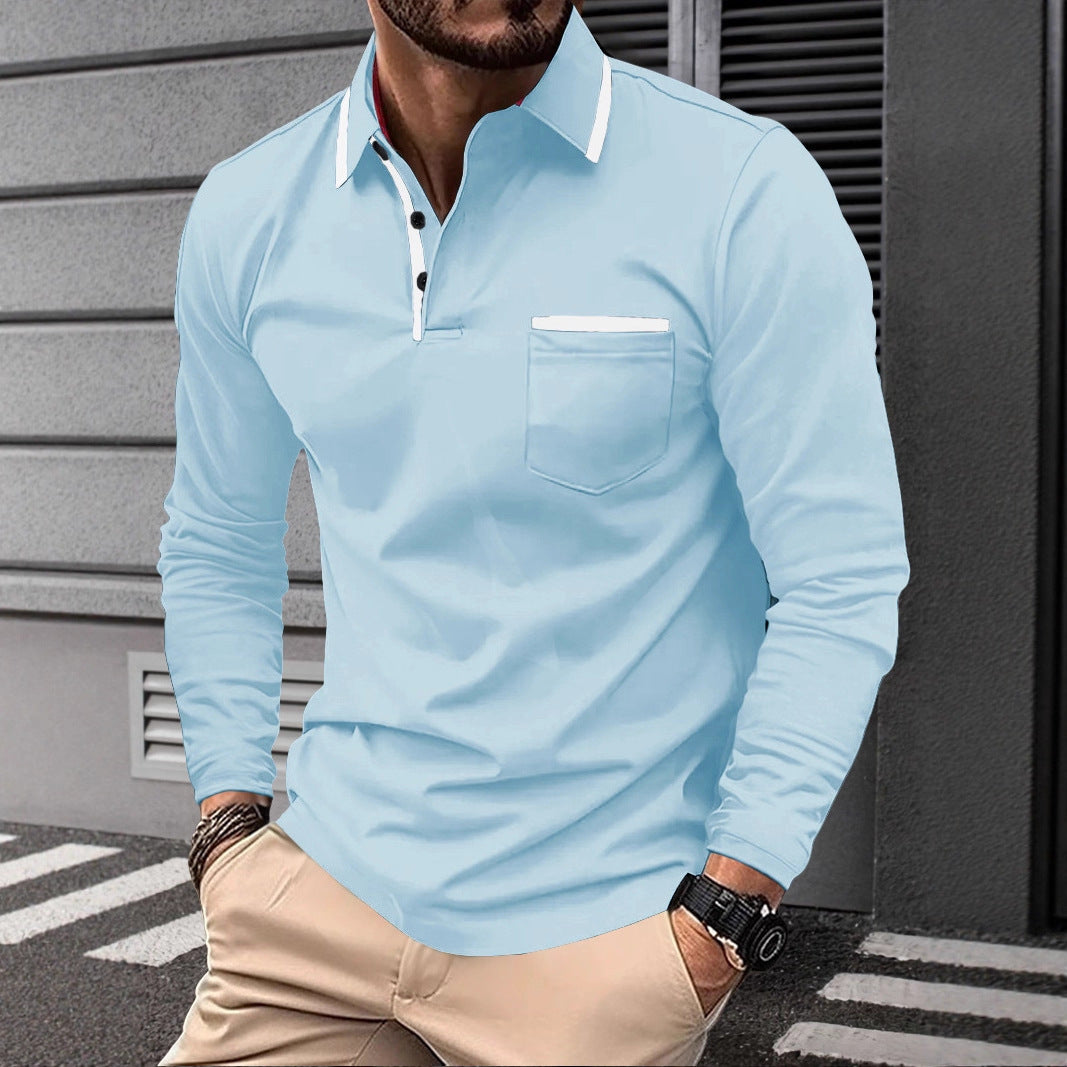 Herren Langarm Polohemd Business-Casual