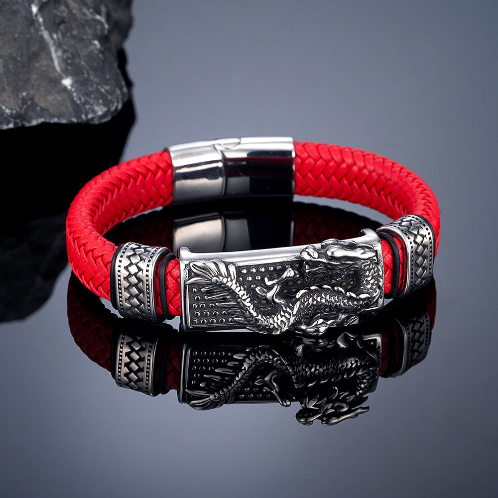 Retro Drachen Totem Lederarmband – Bild 5 | LuxeStyle