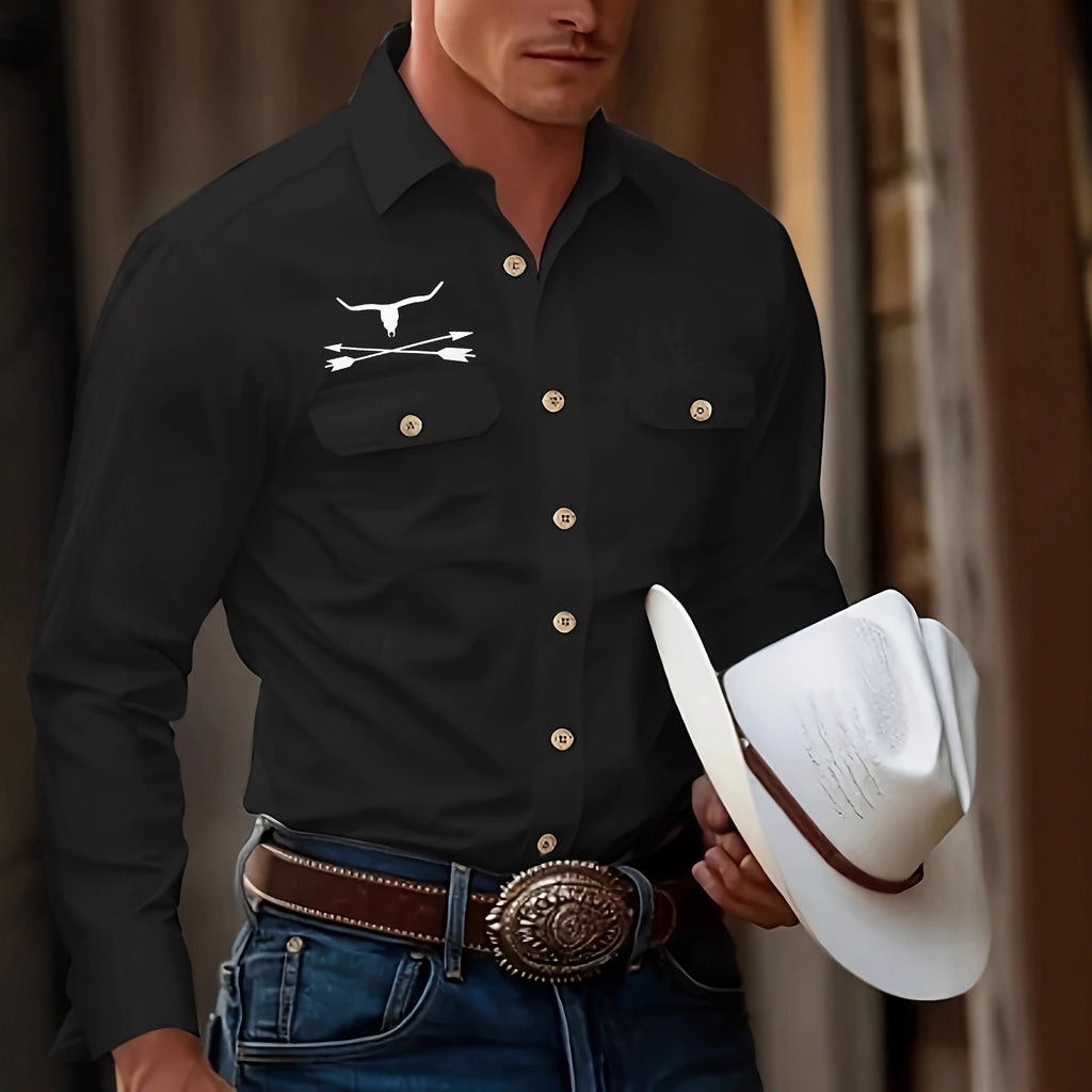 Longsleeve Hemd mit Bronzierung, schwarz/weiss – Bild 2 | LuxeStyle