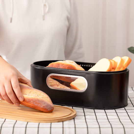 Brotbox aus Metall mit Bambusdeckel