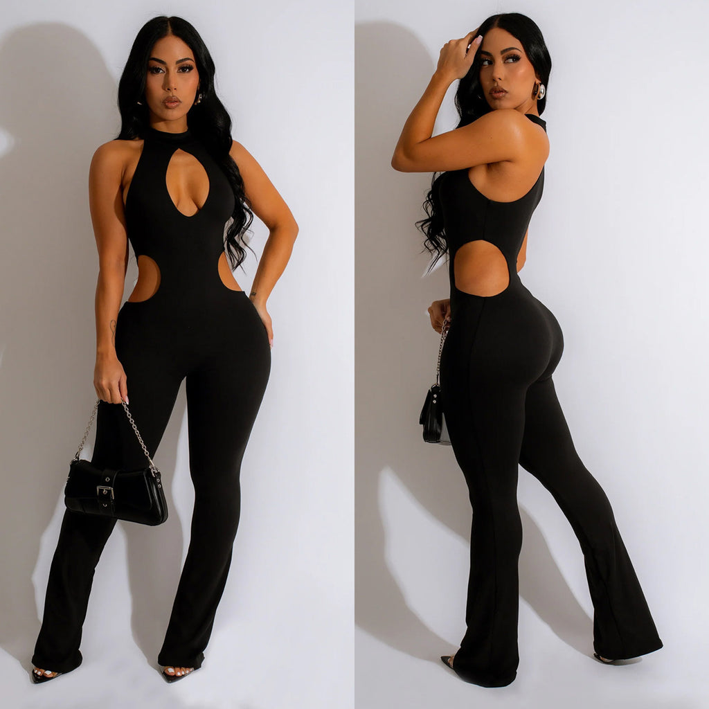 Damen Einfarbig Sexy Halter Jumpsuit