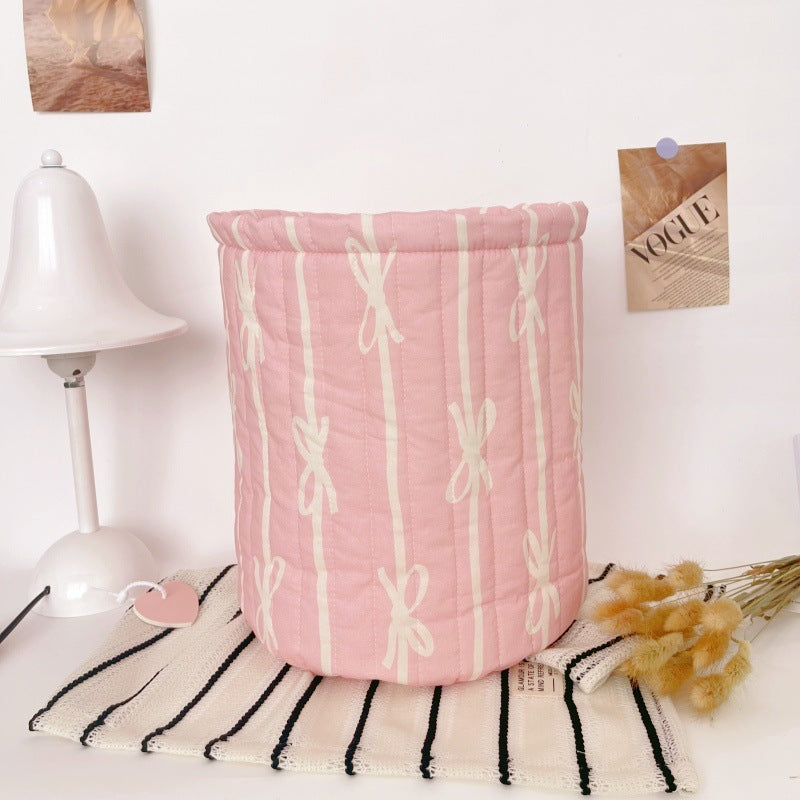 Runder Aufbewahrungskorb aus Stoff mit Schleife – Bild 8 | LuxeStyle