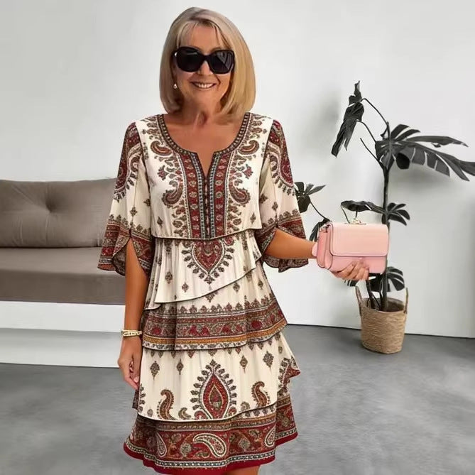 V-Ausschnitt Boho Kurzärmlook | LuxeStyle