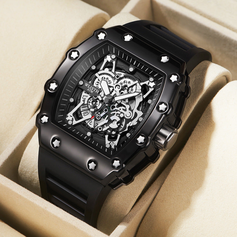 Grosse Leucht-Herrenuhr im Tonneau-Design